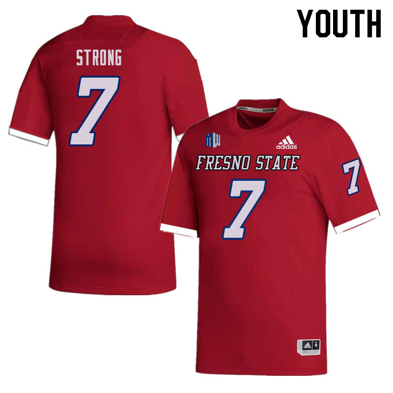 Youth #7 Reggie Strong Fresno State Bulldogs College Football Jerseys Sale-Red - Click Image to Close